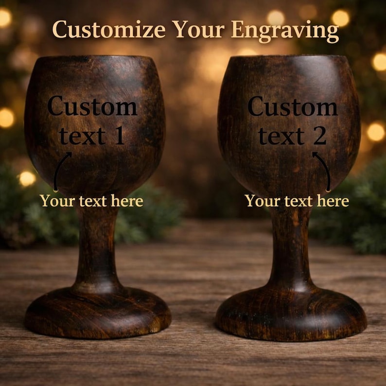 Personalized Wooden Wine Glasses - Engraved Name Goblets for Couples ...