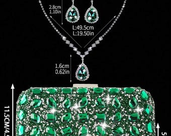 Smaragdgroene metallic avondtasje | Handtas met harde schaal bruidsfeest