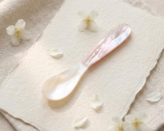 Natural Mother of Pearl Cutlery | Iridescent Shell Caviar Tasting Spoon & Fork | Elegant Tea Party Decor | Coastal Wedding Gift Set