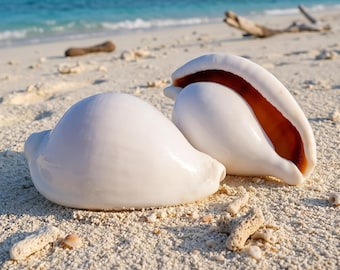 Real Egg Cowrie Shells | White Ovula Ovum Specimen | Large Hermit Crab Shell | Aquarium Decor & Coastal Craft Supply