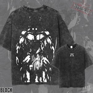 Camiseta gráfica extragrande de tejido grueso con efecto lavado vintage y funda de bomba de transformación para adultos de Gon Freecss