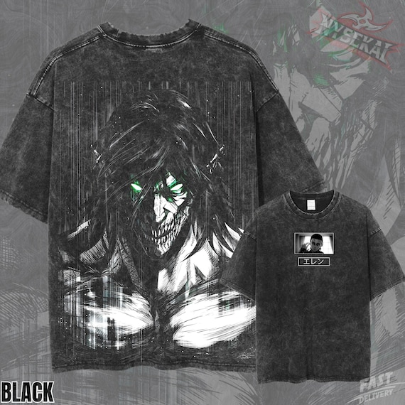 Eren Yeager Attack Titan AOT Pump Cover Shingeki no Kyojin Oversized Vintage Wash Tee