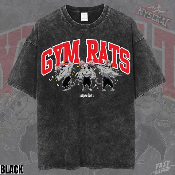 Muscle Mice Gym Rats Pump Cover Oversized Vintage Wash Heavyweight Graphic Tee