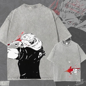 Ryomen Sukuna Fuga Graphic Tee: Vintage Wash Oversized Anime Streetwear Shirt