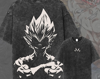 Majin Vegeta DBZ Pump Cover Oversized Vintage Wash Heavyweight Tee