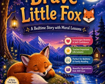 Libro de cuentos infantiles sobre valentía en PDF, cuento para dormir con moraleja, actividades para fomentar la confianza, páginas para colorear, paquete de aprendizaje imprimible.