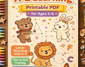 A to Z Alphabet Dot to Dot Worksheets for Kids | Printable Coloring Book PDF | Preschool Learning Activity | Instant Download