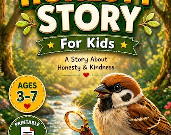 Kids Honesty Story Printable, Moral Story for Kids, Coloring Pages + Discussion Questions, Social Skills Activity, Ages 3–7 PDF