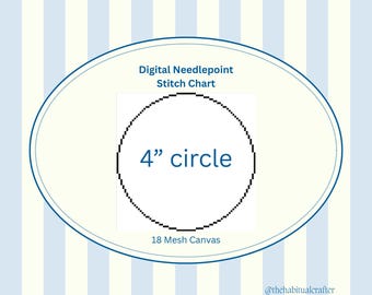 4” Circle Pattern (18 Mesh) Beginner Needlepoint PDF | Printable Canvas Paint Map | Traditional Stitch Guide