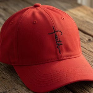 Cursive Faith Cross Embroidered Hat, Christian cap, Faith, Christian Apparel, Jesus, Dad Pastor Christian Clothing Baseball low profile