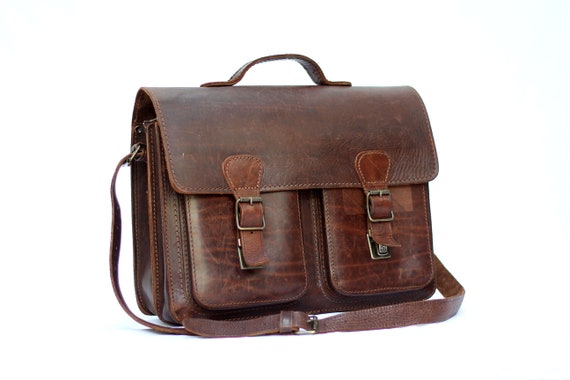 Messenger Bag Leather School Bag Briefcase LOUIS Ruitertassen 