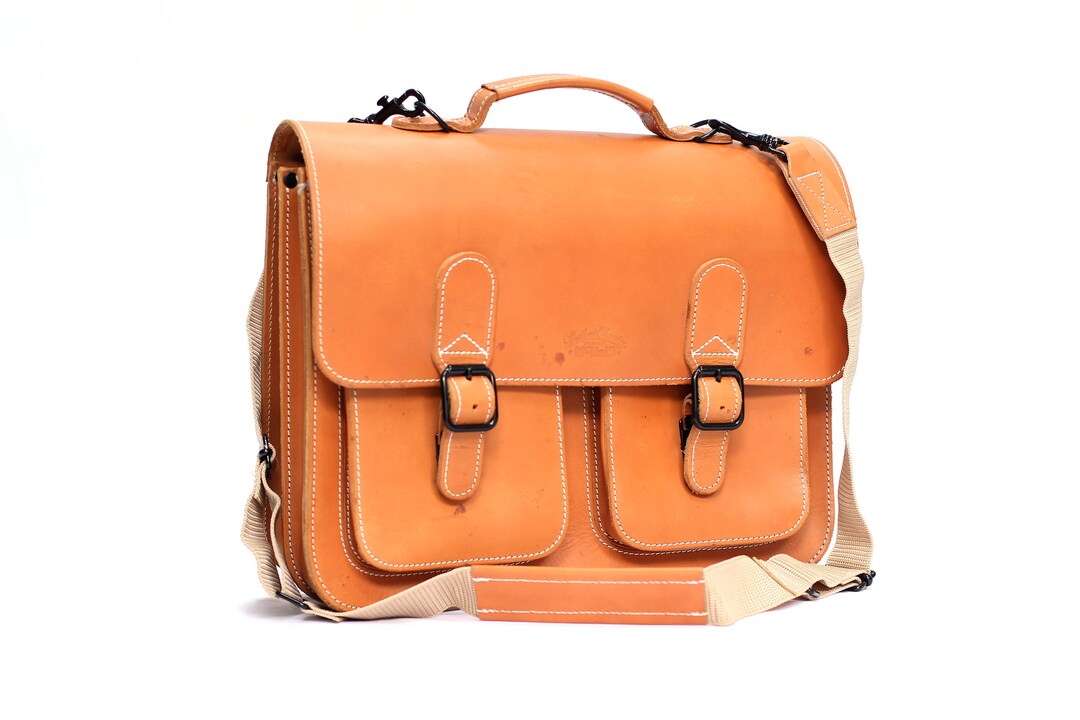 Messenger Bag Leather Briefcase Leather School Bag THIERNO Etsy