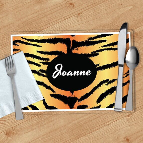 Tiger Print Personalized Placemat Customized Placemats Custom