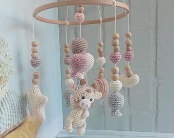 Handmade Crochet Giraffe Baby Mobile | Pastel Nursery Decor