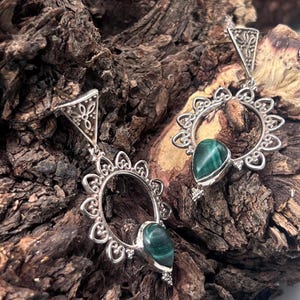 Handmade Natural Malachite Stud Earring Artificial Jewelry , Birthday Gift For Herss,Silver plated Earring, Dainty Earring