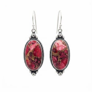 Red Rose Dahlia Loop Earring 925 Sterling Silver And Silver plated Artificial Jewelry, Birthday Gift For Herss, Dainty Earring