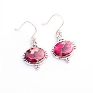 Red Rose Dahlia Loop Earring 925 Sterling Silver And Silver plated Artificial Jewelry, Birthday Gift For Herss, Dainty Earring
