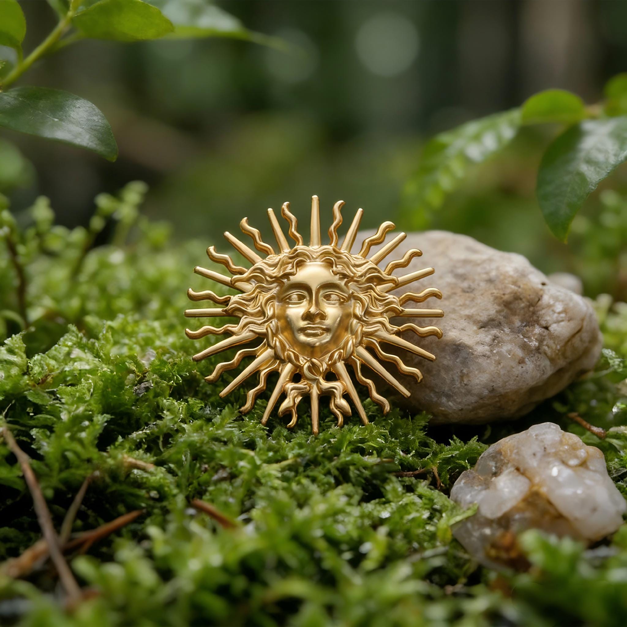 Sun Face Pin Gold Sun Face Brooch Pin, Vintage Mythological Floral Sunburst Pin ...