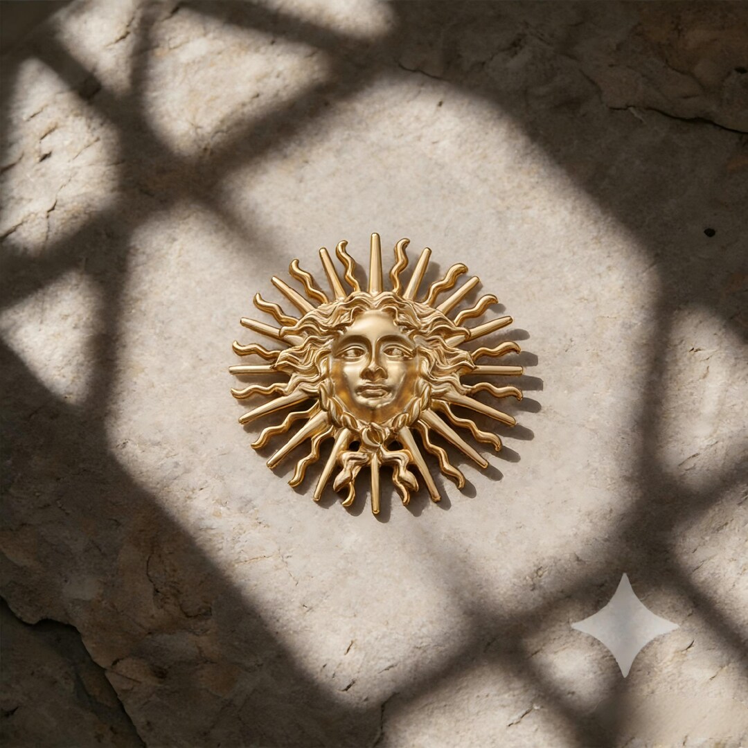 Sun Face Pin Gold Sun Face Brooch Pin, Vintage Mythological Floral Sunburst Pin ...