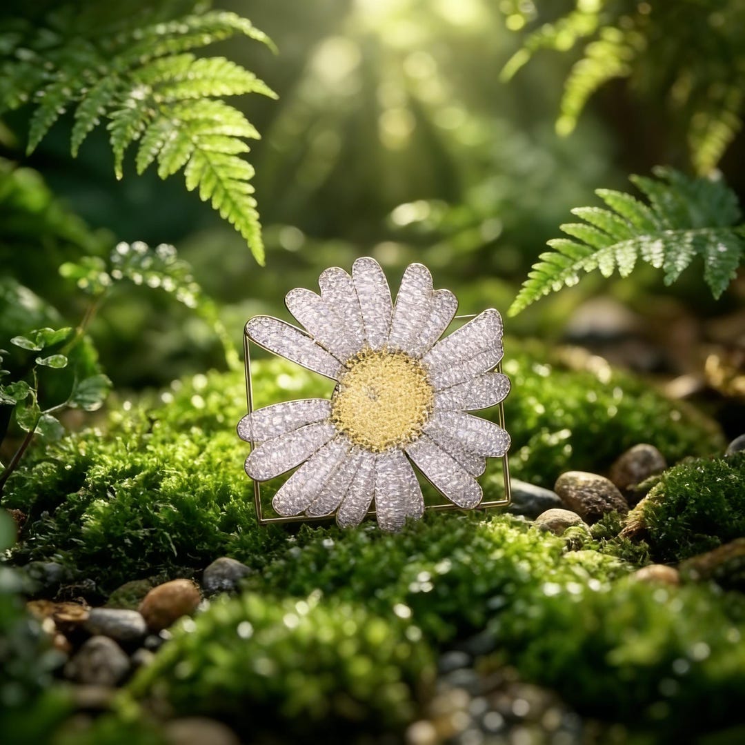 Sparkling Daisy Flower Brooch – Cubic Zirconia Sunflower Pin, Bridal ...