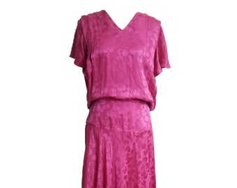 Vintage Silk Studio Pink Floral Silk Dress