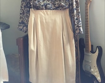 Cream Anne Klein II lined silk pencil skirt