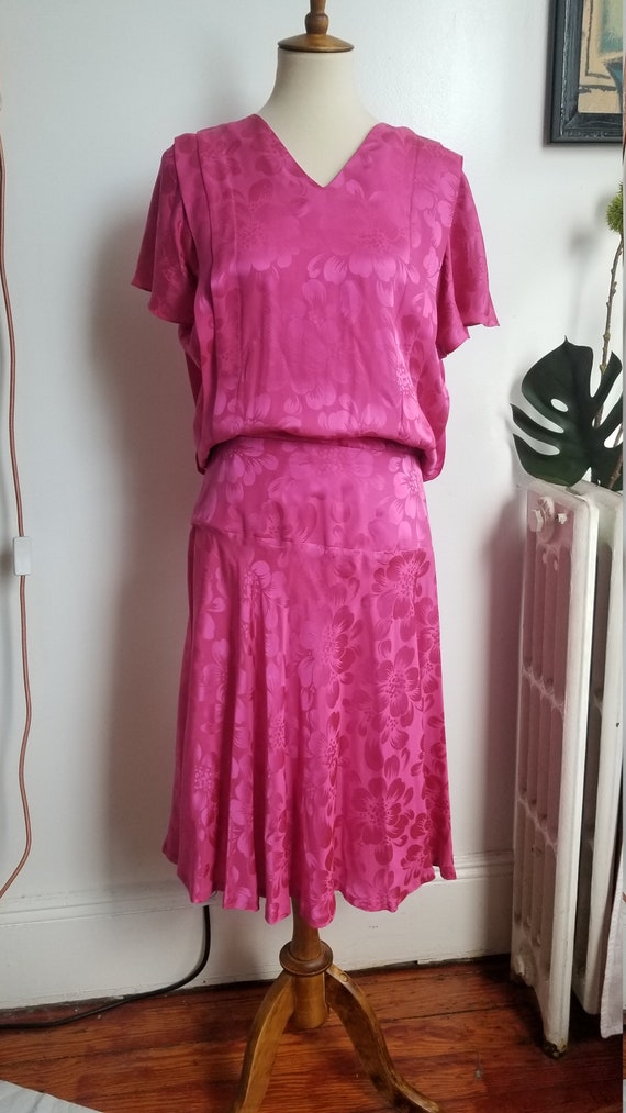 Vintage Silk Studio Pink Floral Silk Dress - image 3