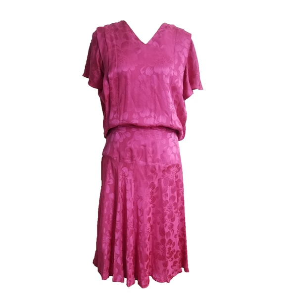 Vintage Silk Studio Pink Floral Silk Dress - image 1