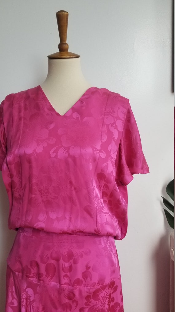 Vintage Silk Studio Pink Floral Silk Dress - image 2