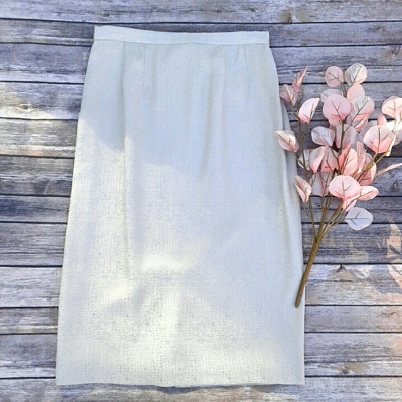 Perfect Silver Silk Vintage Pencil Skirt