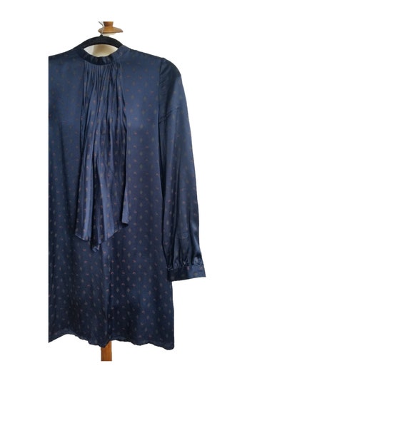 Rodebjer Navy Silk Paisley High Neck Mini Dress