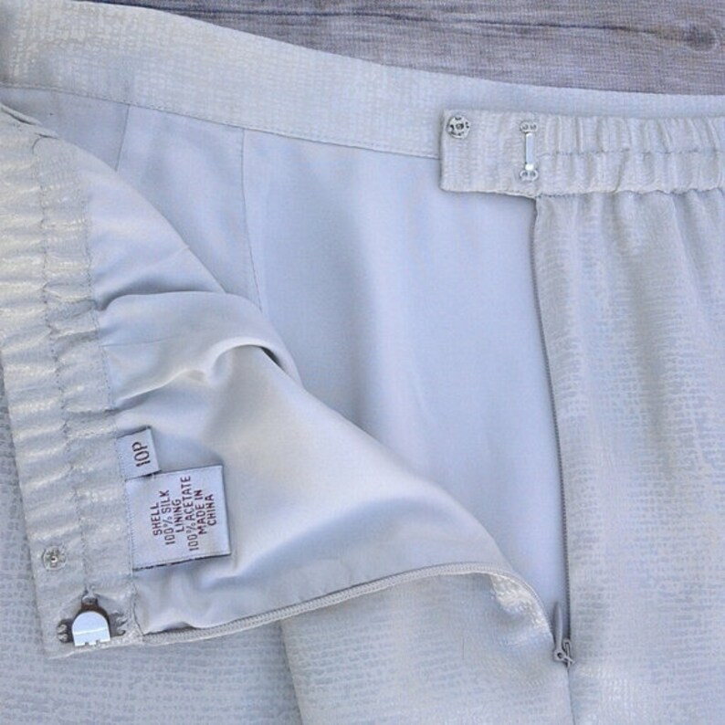 Perfect Silver Silk Vintage Pencil Skirt