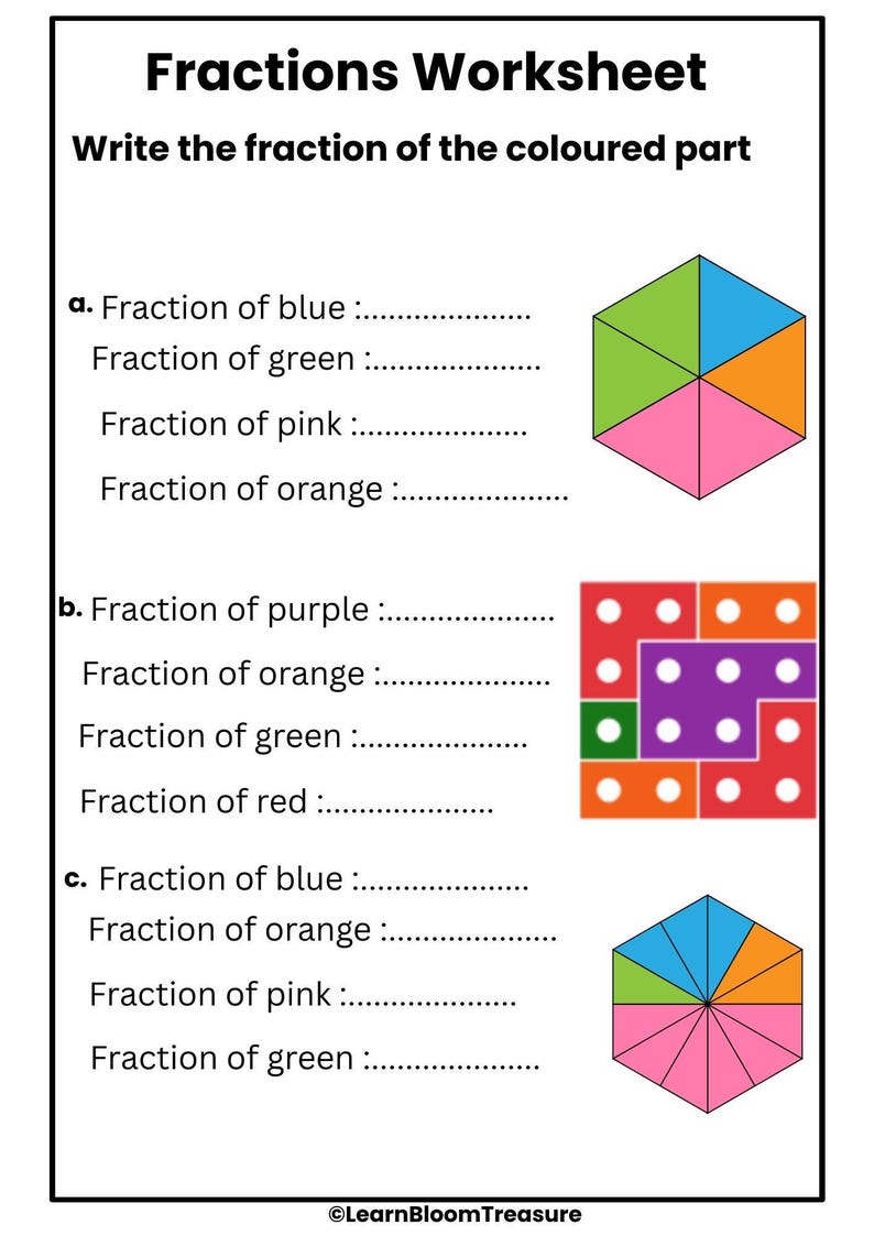 Fractions Worksheets Bundle | Coloring, Matching, Equivalent Math ...