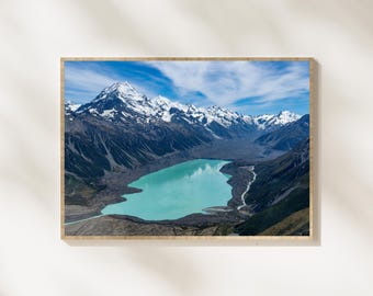 Mount Cook Landscape Photography, New Zealand Mountain Wall Art, Alpine Lake Print, Aoraki Mount Cook National Park Landscape, Nature Decor