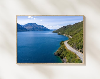 New Zealand Scenic Road Lake Landscape Photography Print (Digital Download)