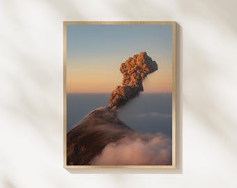 Volcano Eruption Photography, Dramatic Volcano Landscape, Nature Power Wall Art, Erupting Volcano Print, Adventure Landscape Photography