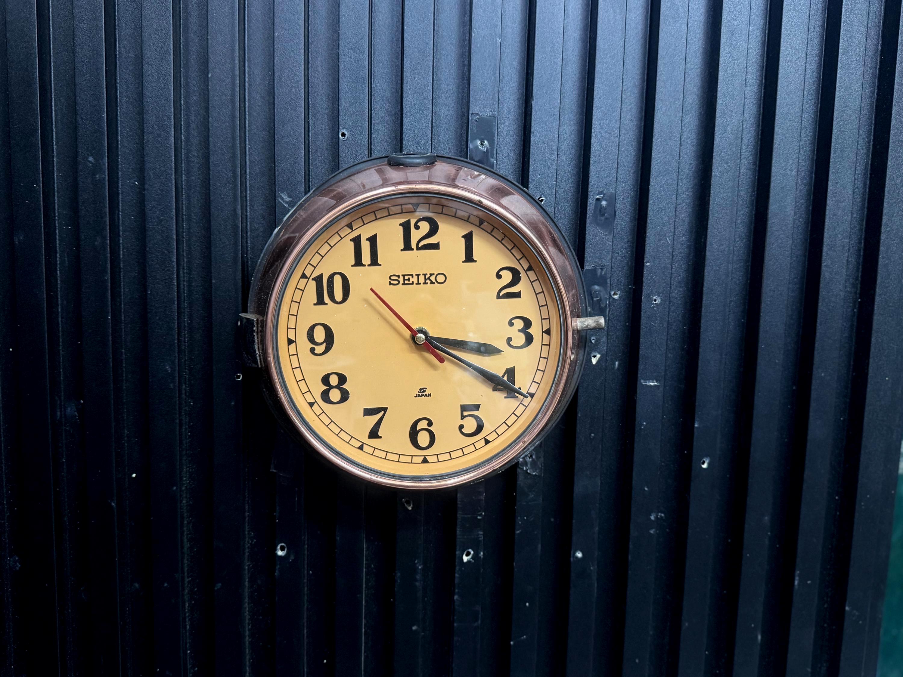 Rare Seiko Japan Retro Industrial Wall Clock Vintage Yellow Dial