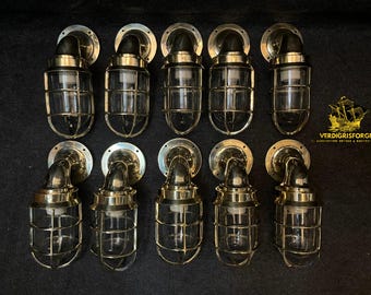 Classic Brass Bulkhead Wall Light 10 PCS for Coastal Cottage Bathroom Indoor Outdoor Use
