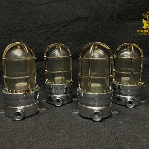 Handmade Vintage 4 PCS Aluminum Brass Bulkhead Ceiling Light Nautical Marine Ship Passage Lamp