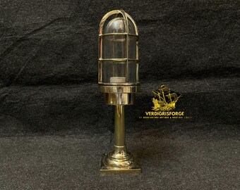 Antique Style Nautical Brass Ceiling Light – Industrial Maritime Bulkhead Fixture – Boat Cabin Inspired Lighting