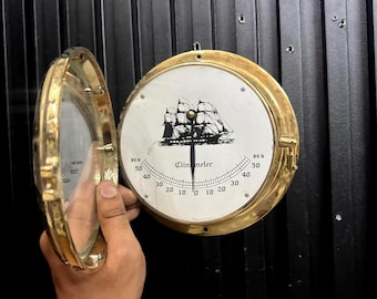 Clinómetro náutico antiguo de latón para pared, decoración de inclinómetro de barco, regalo coleccionable marítimo vintage