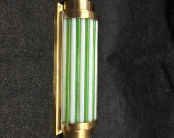 Art Deco Wandleuchte Grün Milchglas Messing Licht | Vintage Hollywood Regency Beleuchtung