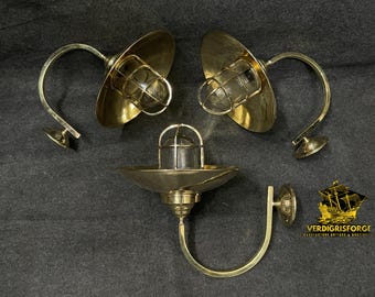 Luxury Brass Bulkhead Light 3 PCS Nautical Wall Lamp Designer Decor