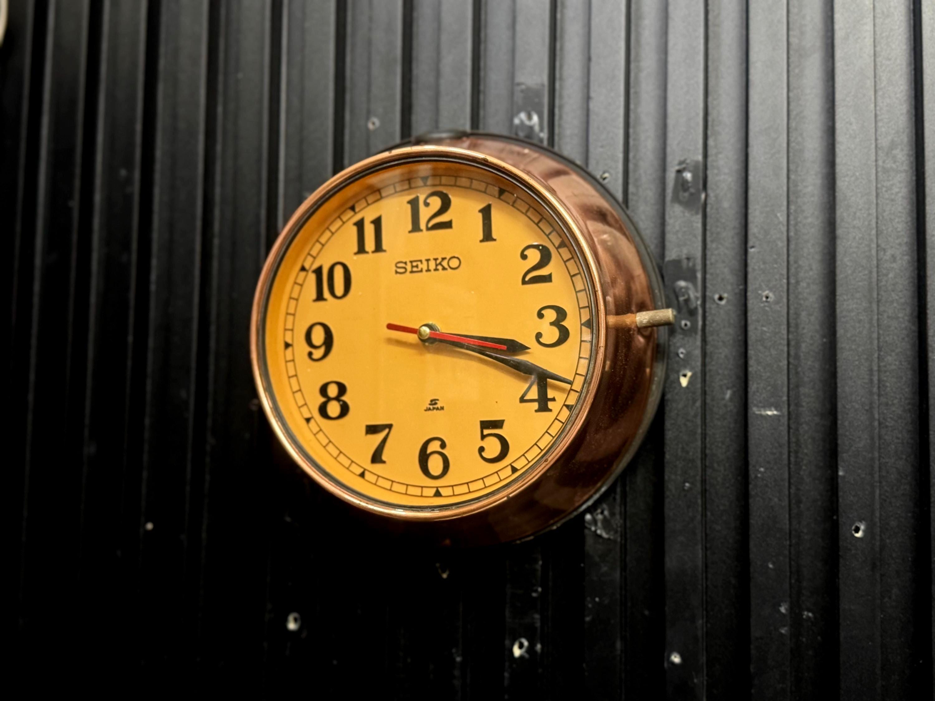 Rare Seiko Japan Retro Industrial Wall Clock Vintage Yellow Dial