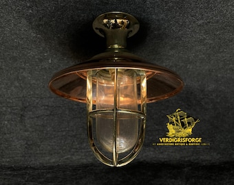 Luxury Nautical Brass Bulkhead Ceiling Lamp – Industrial Marine Passage Lighting – Seaside Home Fixture