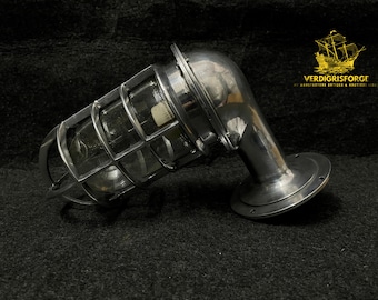 Lámpara de pared industrial náutica tipo jaula marina de aluminio, aplique de pared, decoración costera.