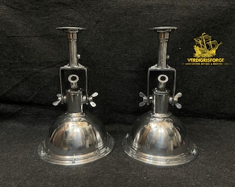 Antique Ship Style Industrial Pendant Lighting Aluminum Ceiling Fixture Pair for Rustic Nautical Homes