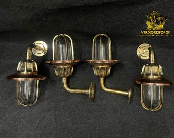 Aplique de pared de inspiración antigua, 4 piezas, luminarias industriales de latón para decoración de interiores.
