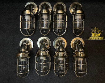 Heavy Brass Bulkhead Wall Light 8 PCS for Staircase Hallway Indoor Outdoor Marine Fixture