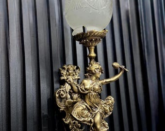 Luxury Mermaid Brass Sconce Fixture 10 PCS | Art Nouveau Victorian Frosted Glass Wall Lighting